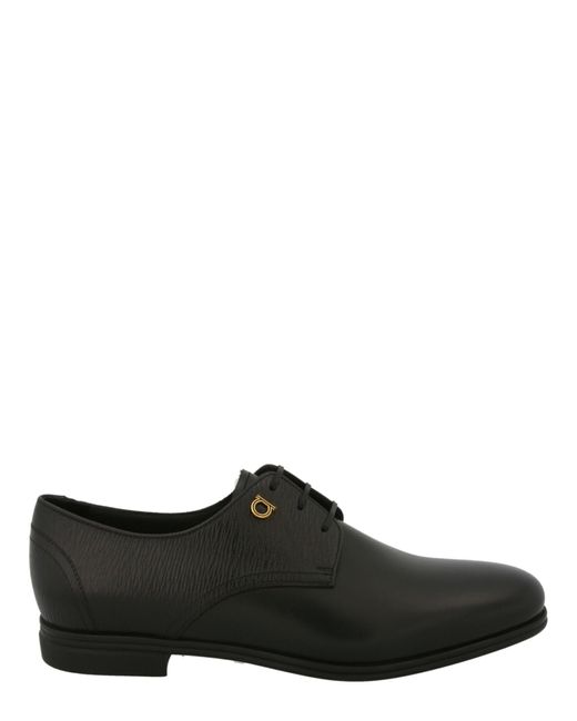 Ferragamo Black Spencer Leather Dress Shoes for men