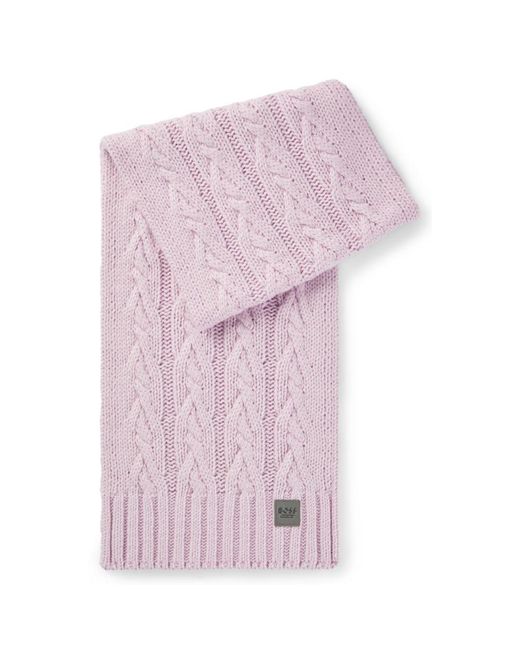 Boss Pink Equestrian Cable-Knit Scarf With Logo Patch for men