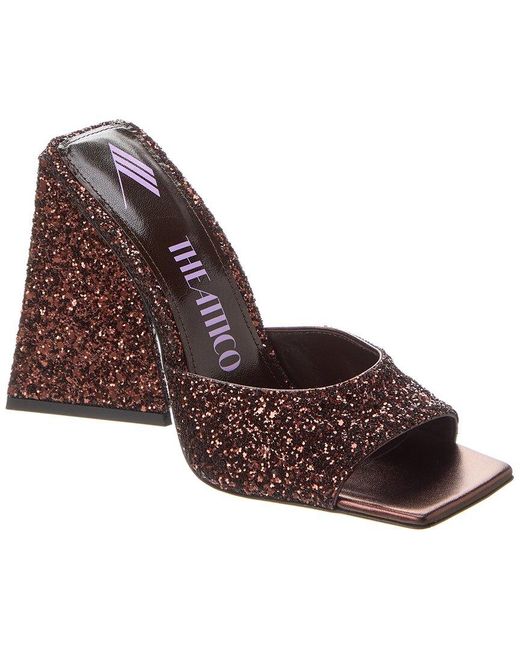 The Attico Brown Devon Glitter Mule