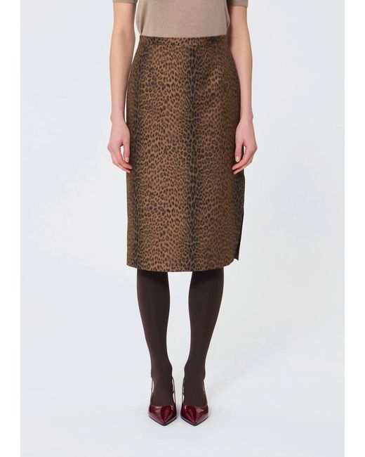 Tara Jarmon Women's Brown Jaden Leopard Print Pencil Skirt