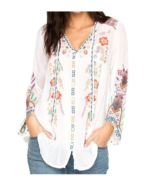 Johnny Was White Alaura Button-Down Blouse