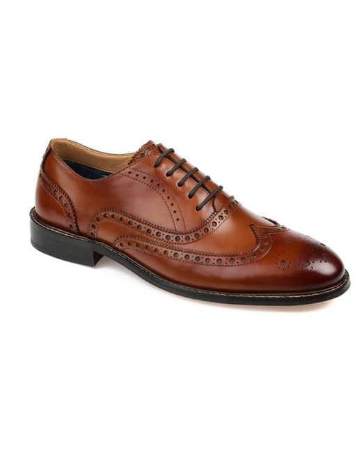 Thomas & Vine Brown Franklin Leather Perforated Oxfords for men
