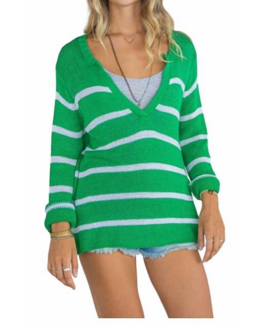 Wooden Ships Green Margot Stripe Sweater