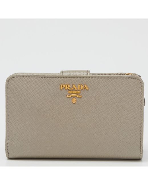 Prada Natural Saffiano Leather Flap French Wallet
