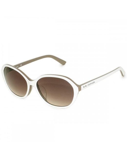 Calvin Klein Metallic 57 Mm Beige Sunglasses Ck18524sa-107