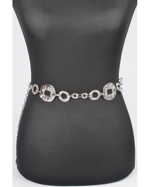 Fashnzfab Black Hammered Metal Chain Belt