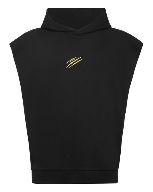 Philipp Plein Black Tanktop Hoodie Label for men