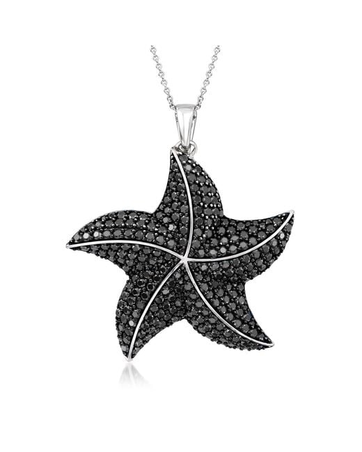 Ross-Simons Black Spinel Starfish Pendant Necklace