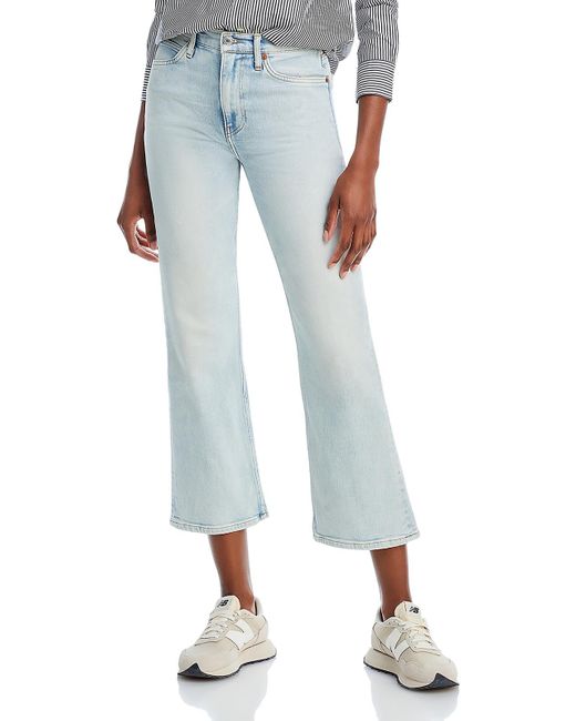 Re/done Blue High Rise Cropped Bootcut Jeans