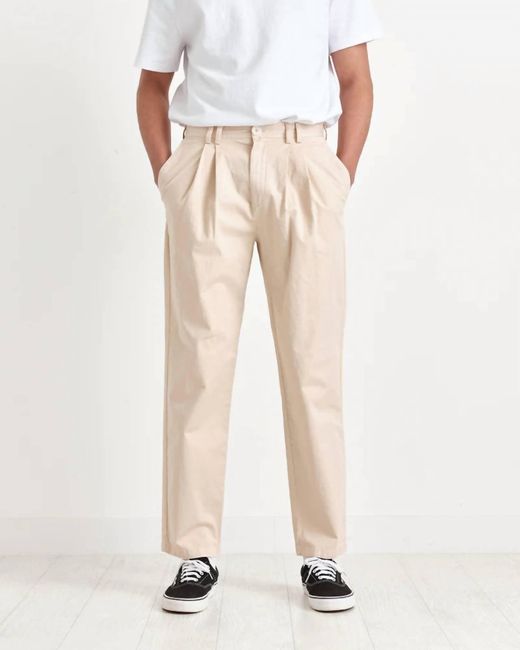 Wax London Natural Pleat Trousers for men