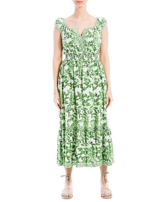 Max Studio Green Linen-blend Maxi Dress