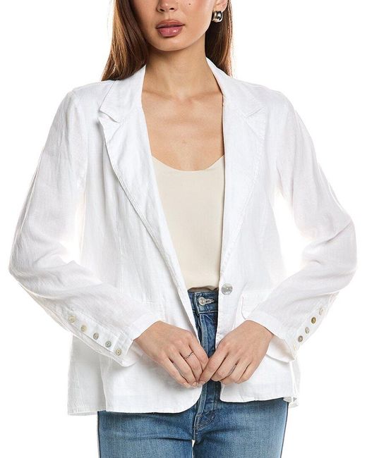 Bella Dahl White Easy Longline Linen Blazer