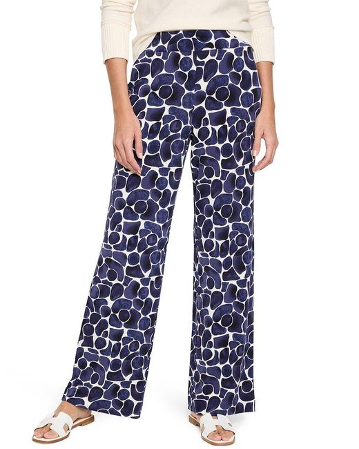 NIC+ZOE Blue 31In Wide Leg Geo Pebble Pant