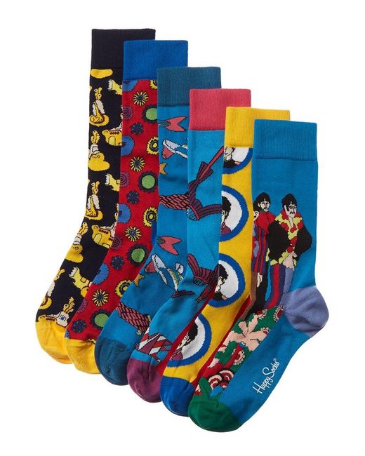 Happy Socks 6pk The Beatles Socks Gift Box in Blue for Men | Lyst