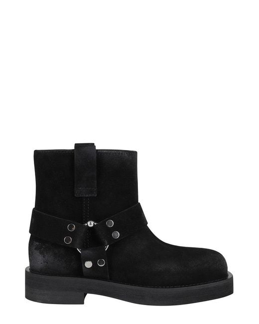 3Juin Black Suede Ankle Boots With Square Toe