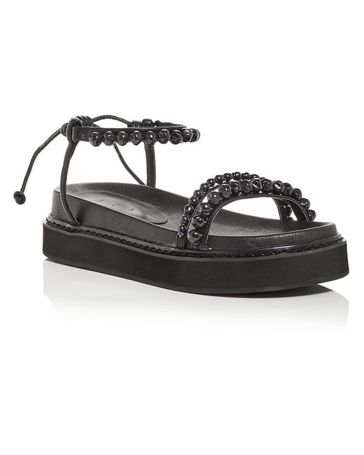 Aje. Black Neo Pearl Leather Embellished Platform Sandals