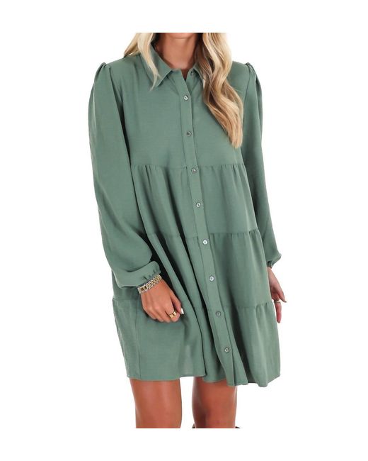 She + Sky Morning Light Button Down Mini Dress in Green | Lyst