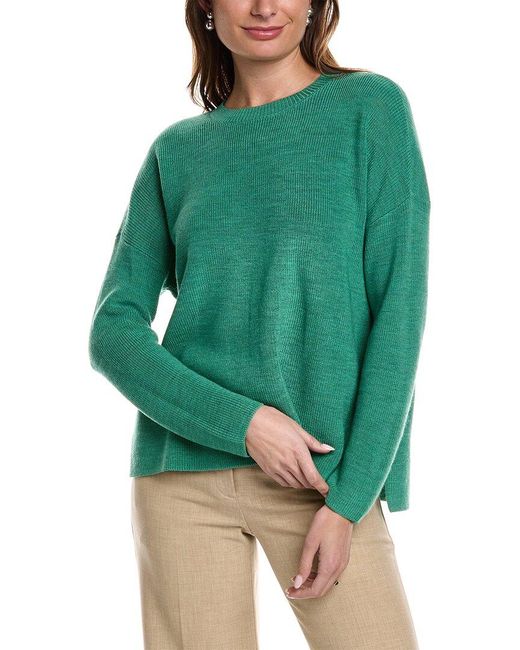 Eileen Fisher Green Boxy Wool Sweater