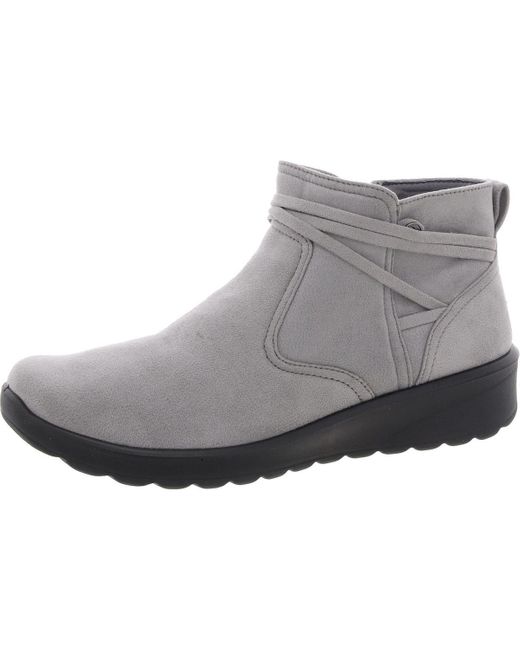 Bzees Gray Guest Zipper Manmade Booties
