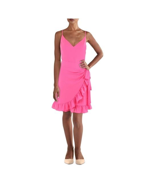 Lilly Pulitzer Pink Ruffled Polyester Wrap Dress