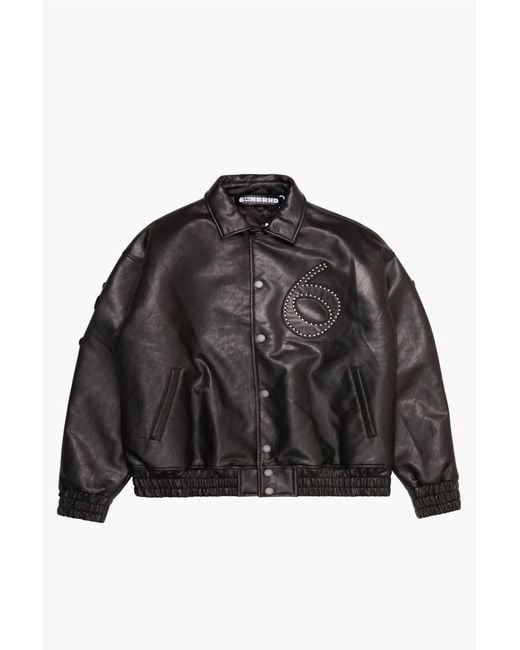 6TH NBRHD Black Star Studded Leather Jacket for men