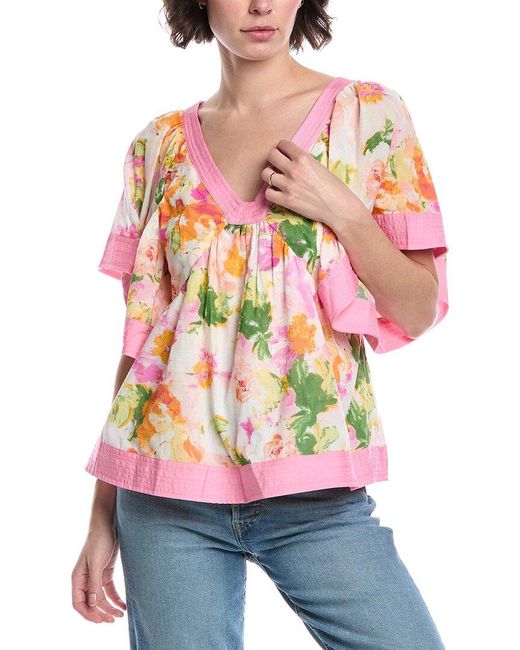 Fate Pink Flare Sleeve Top