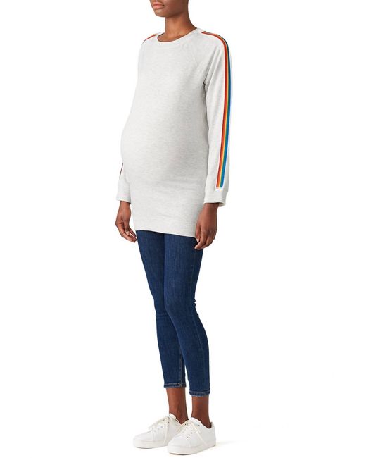 Monrow White Rainbow Maternity Sweatshirt