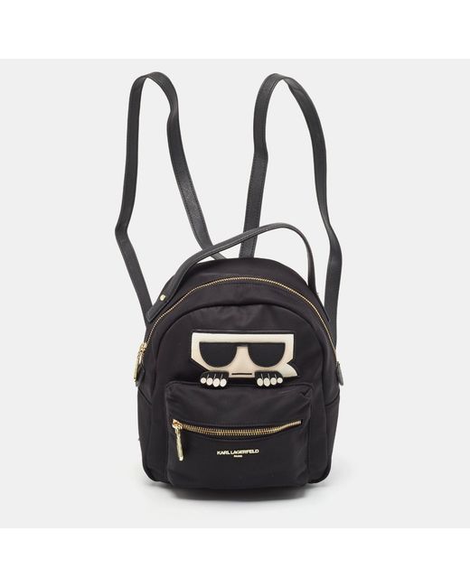 Karl Lagerfeld Black Nylon And Leather Amour Backpack