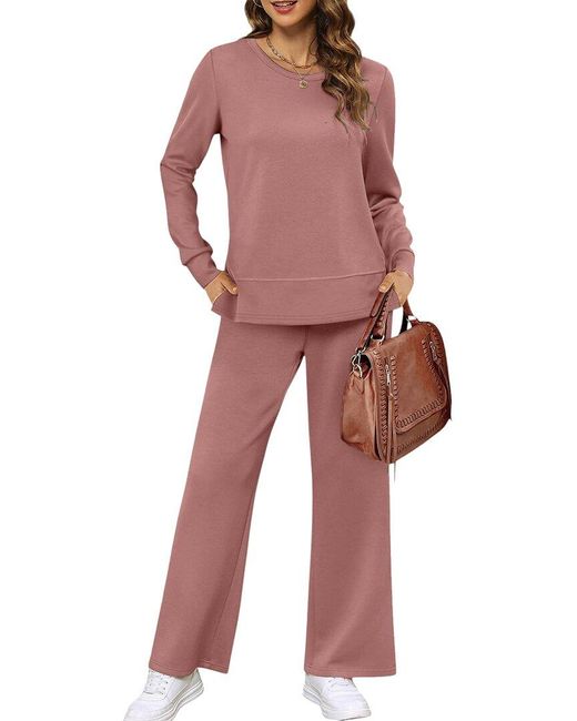 Orniya Red 2Pc Blouse & Pant Set
