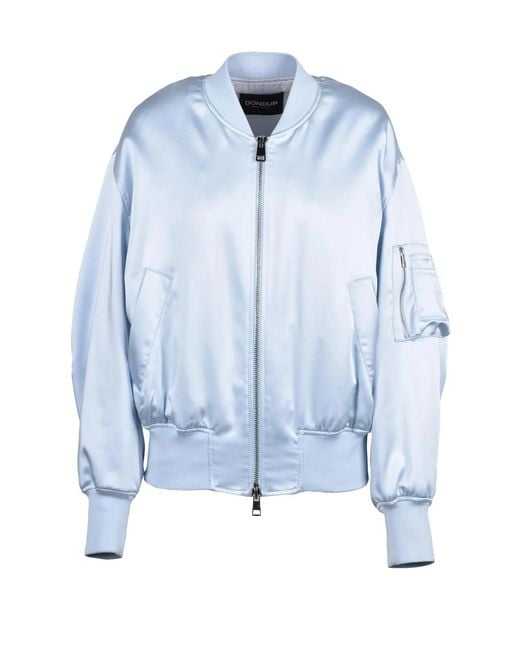 Dondup Blue Light Polyester Elastane Satin Bomber Jacket