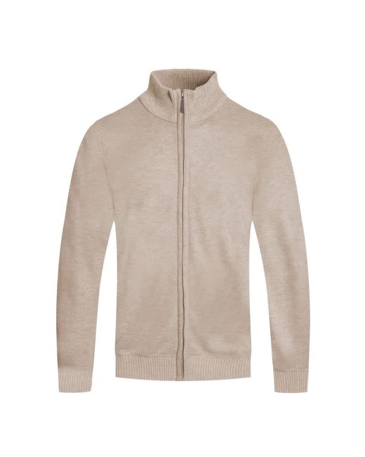TRUEDAMES Natural Solid Full Zip Sweater for men