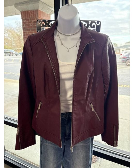 Pine Apparel Purple Pleather Moto Jacket