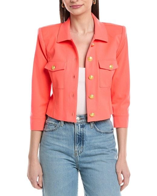L'Agence Red Kumi Cropped Fitted Jacket