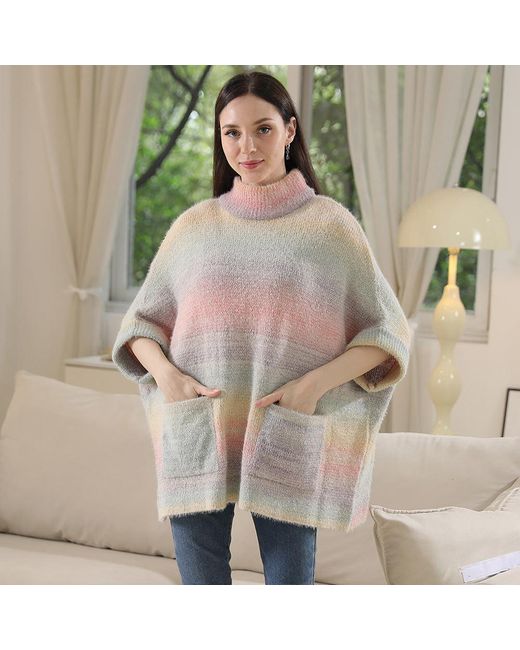TRUEDAMES Pink Gradient Colorful Pullover Sweater