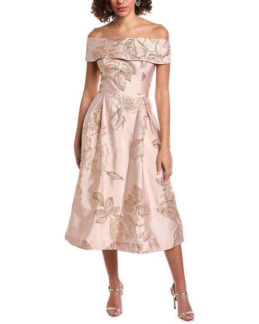 Teri Jon Pink Jacquard Cocktail Dress