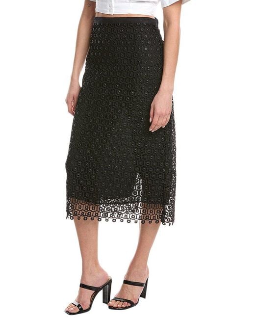Jonathan Simkhai Black Karolina Linen-Blend Midi Skirt