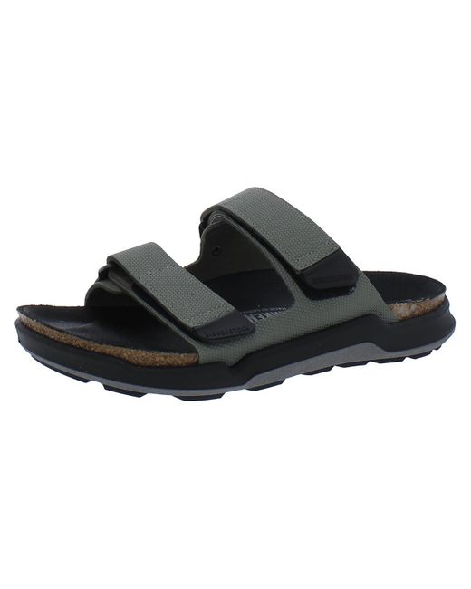 Birkenstock Black Atacama Faux Leather Dual Strap Slide Sandals