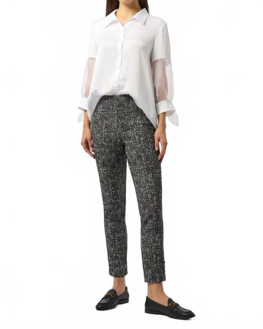 Joseph Ribkoff Gray Abstract Jacquard Straight Pull On Trouser