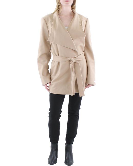 Ted Baker Natural Wool Double Breasted Wrap Coat