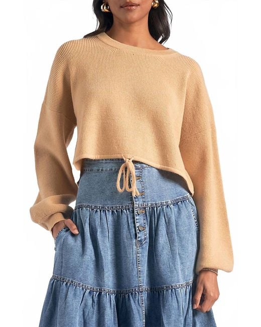 Elan Blue Drawstring Pullover Sweater