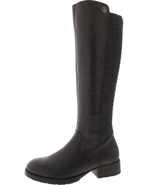 Rieker Black Faith Classic Round Toe Silhouette Synthetic Outsole Thigh-high Boots