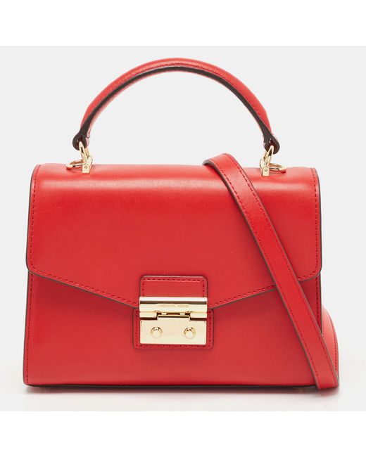 Michael Kors Red Leather Sloan Top Handle Bag
