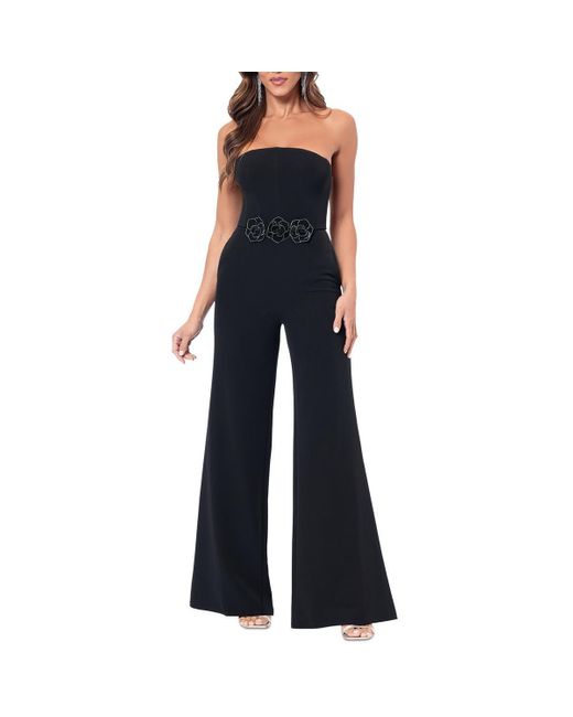 B & A by Betsy and Adam Blue Boning Polyester Jumpsuit