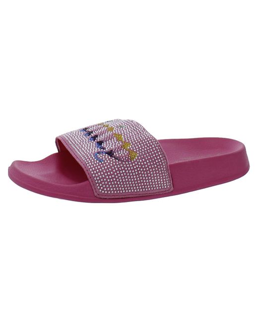 Juicy Couture Purple Wander Rhinestone Peep-toe Slide Sandals