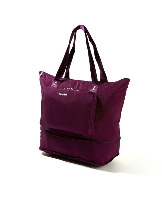 Baggallini Purple Carryall Expandable Packable Tote Bag
