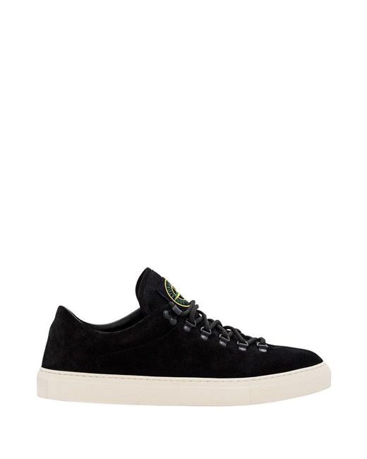 Stone Island Black Suede Sneakers With Lace-Up Closure for men