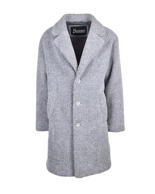 Herno Gray Polyester Teddy Coat for men