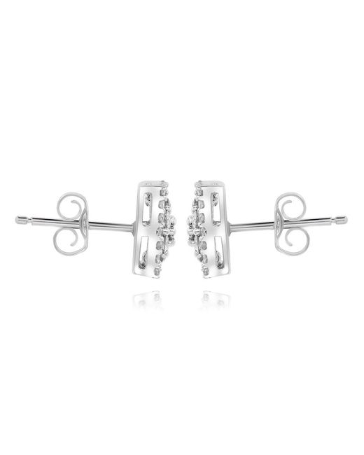 Monary White Diamond Flower Cluster Studs Earrings Set In 14k Gold