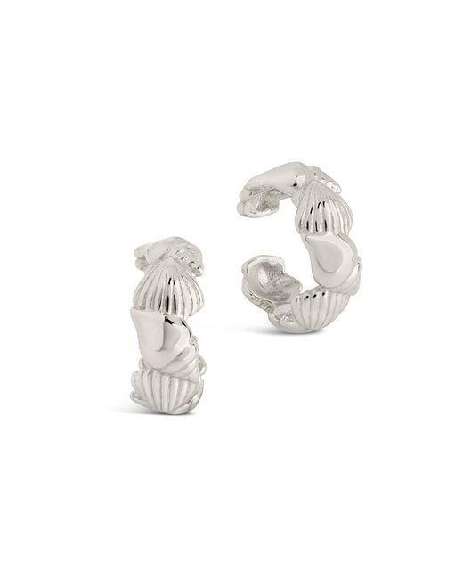 Sterling Forever White Sterling Cali Shell Ear Cuff Set Of 2