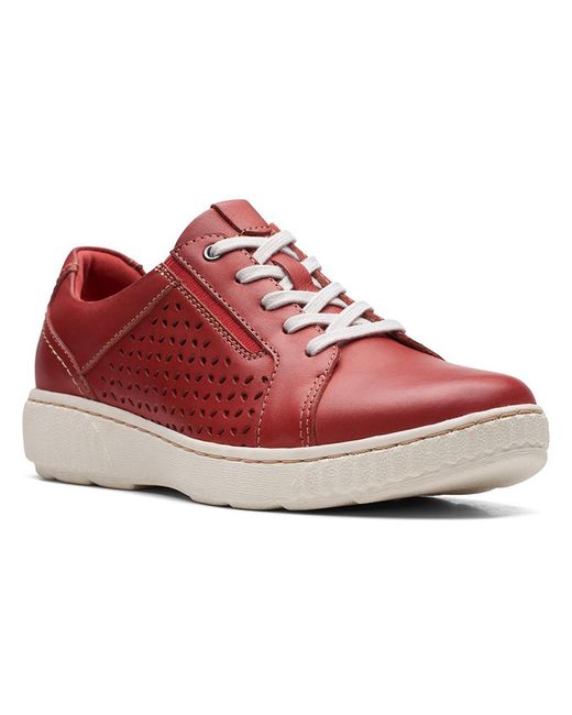 Clarks Red Caroline Ella Perforated Casual And Fashion Sneakers